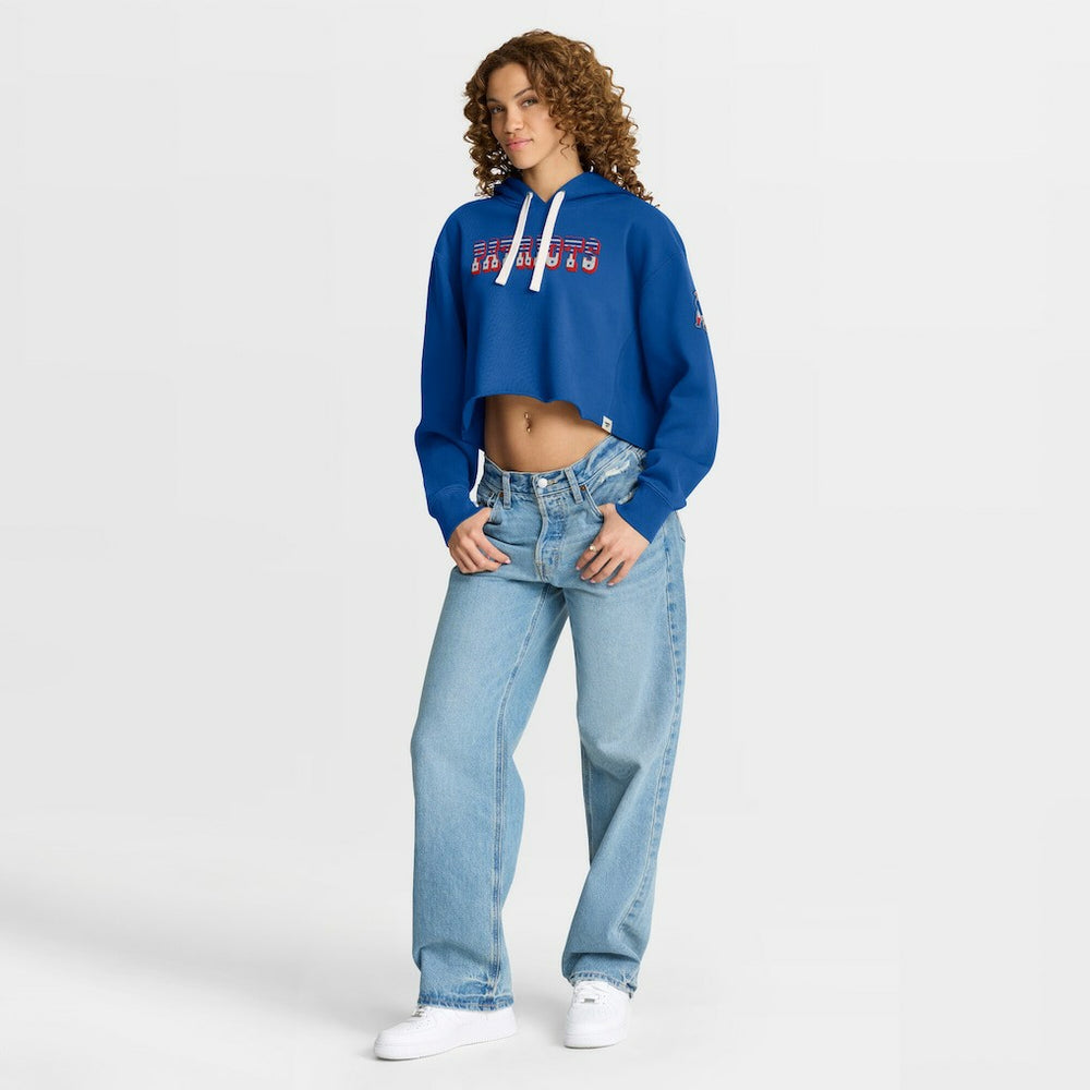 New England Patriots Women's Oversized Hometown Heritage Cropped Hoodie Royal - Fanatics