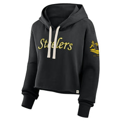 Pittsburgh Steelers Women's Oversized Hometown Heritage Cropped Hoodie Black - Fanatics