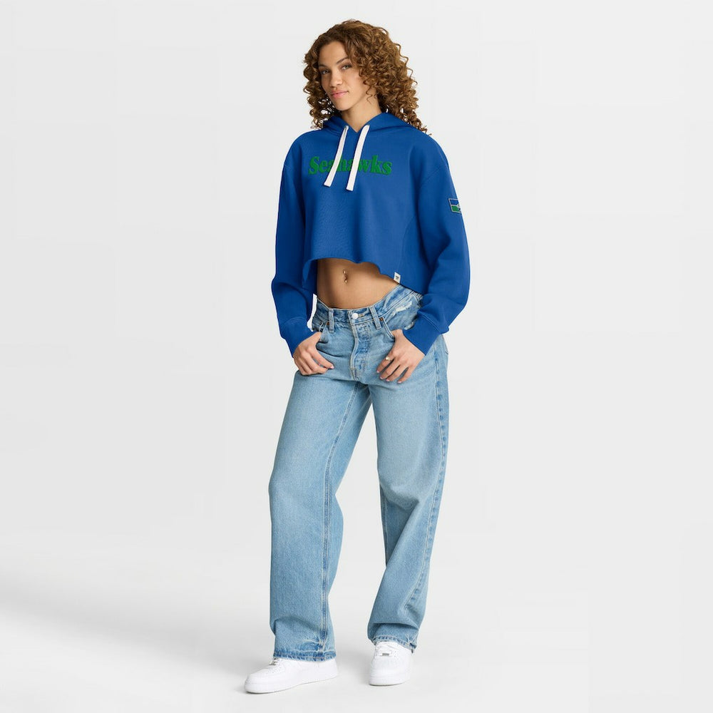 Seattle Seahawks Women's Oversized Hometown Heritage Cropped Hoodie Royal - Fanatics