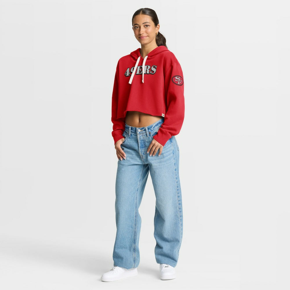 San Francisco 49ers Women's Oversized Hometown Heritage Cropped Hoodie Scarlet - Fanatics