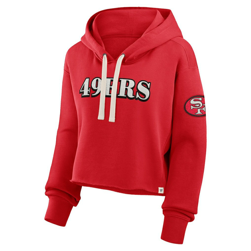 San Francisco 49ers Women's Oversized Hometown Heritage Cropped Hoodie Scarlet - Fanatics