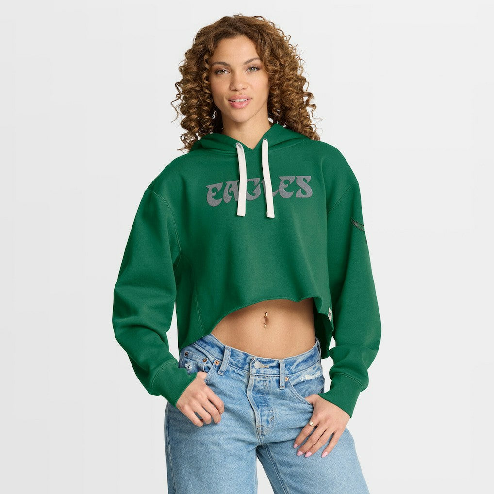 Philadelphia Eagles Women's Oversized Hometown Heritage Cropped Hoodie Kelly Green - Fanatics