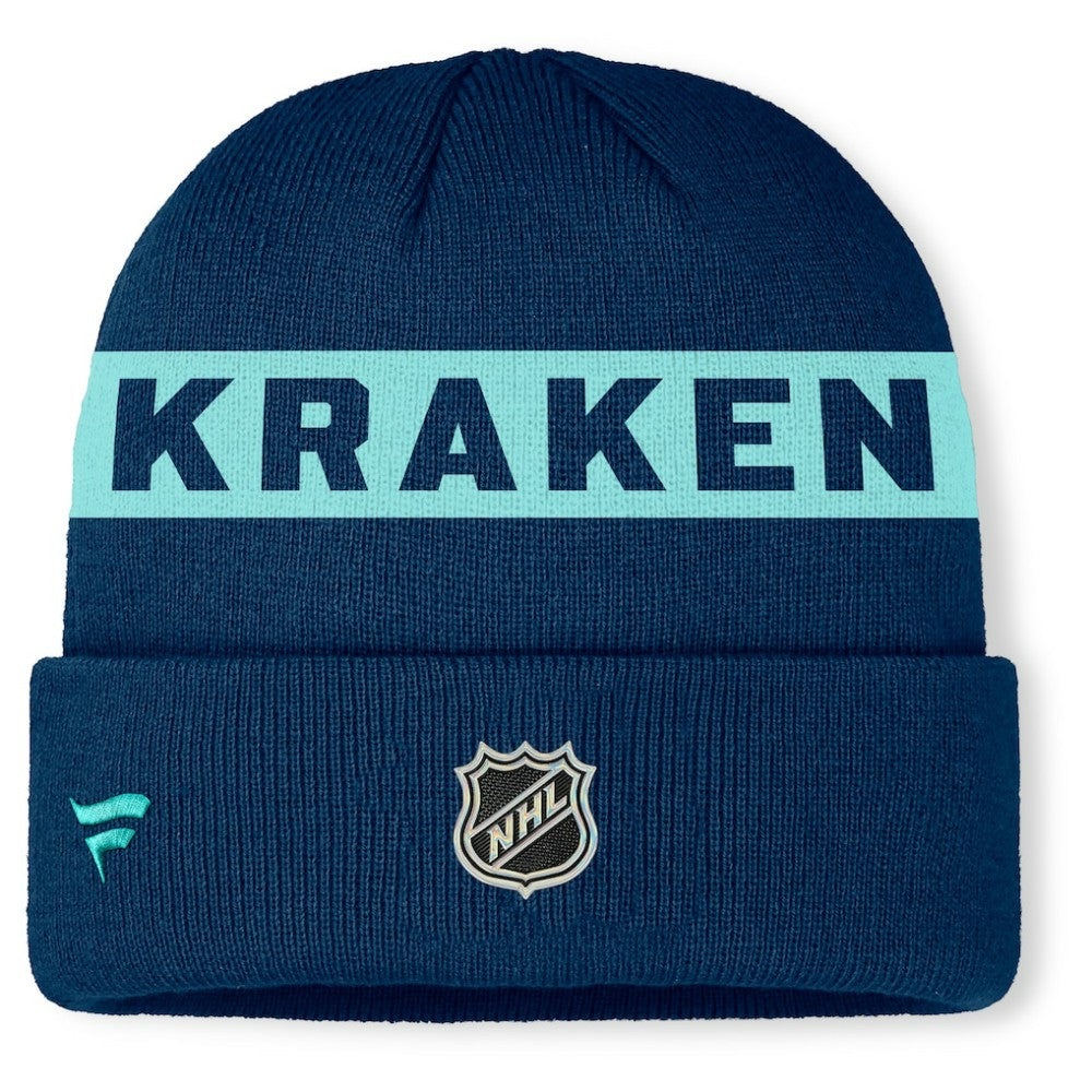 Seattle Kraken Fanatics Authentic Pro Rink Cuffed Knit Hat Deep Sea Blue