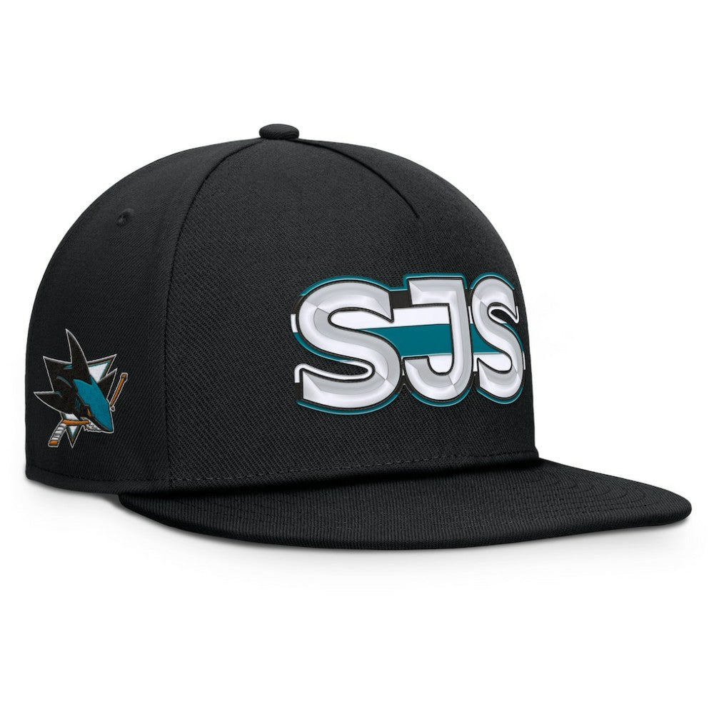 San Jose Sharks - Fanatics Authentic Pro Rink Team Code Snapback Hat Black