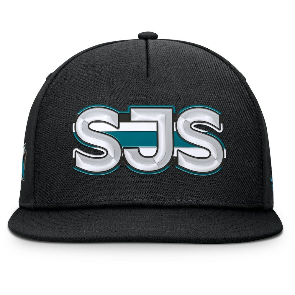 San Jose Sharks - Fanatics Authentic Pro Rink Team Code Snapback Hat Black
