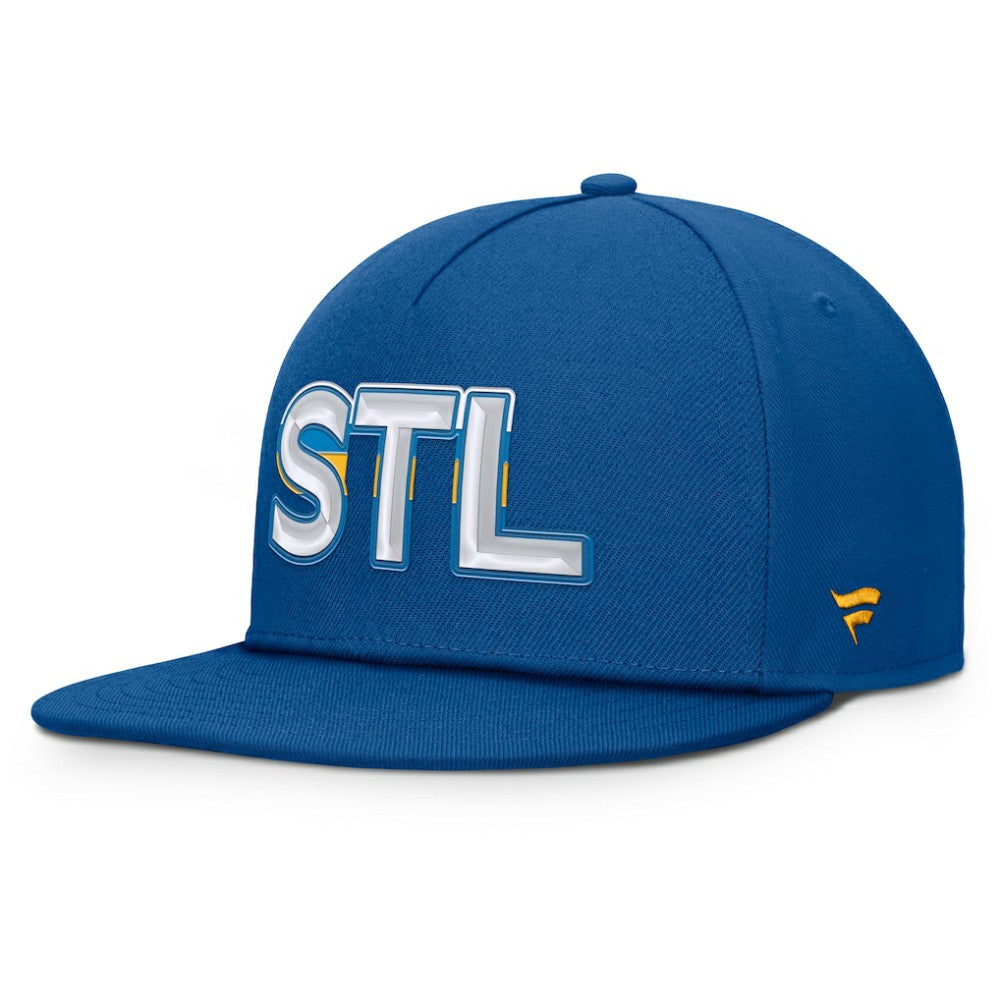 St. Louis Blues - Fanatics Authentic Pro Rink Team Code Snapback Hat Blue