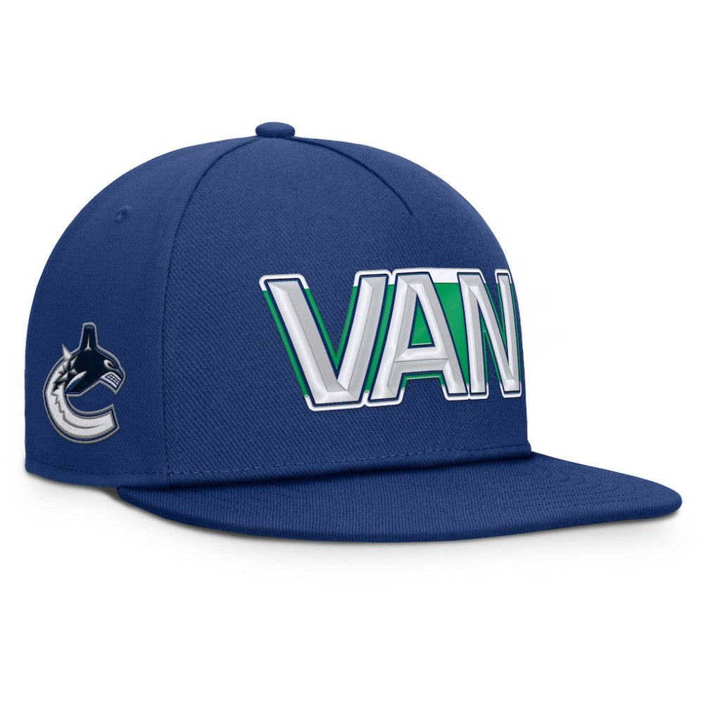Vancouver Canucks - Fanatics Authentic Pro Rink Team Code Snapback Hat Blue