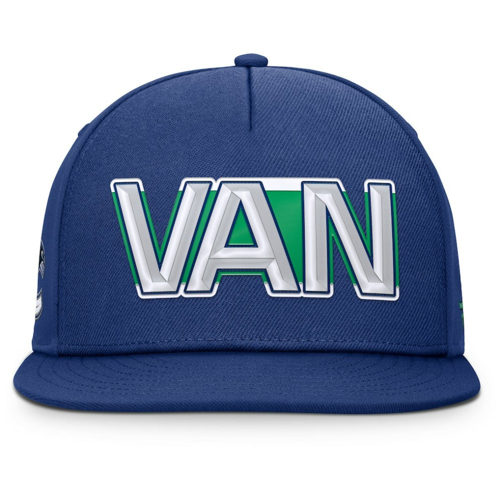 Vancouver Canucks - Fanatics Authentic Pro Rink Team Code Snapback Hat Blue