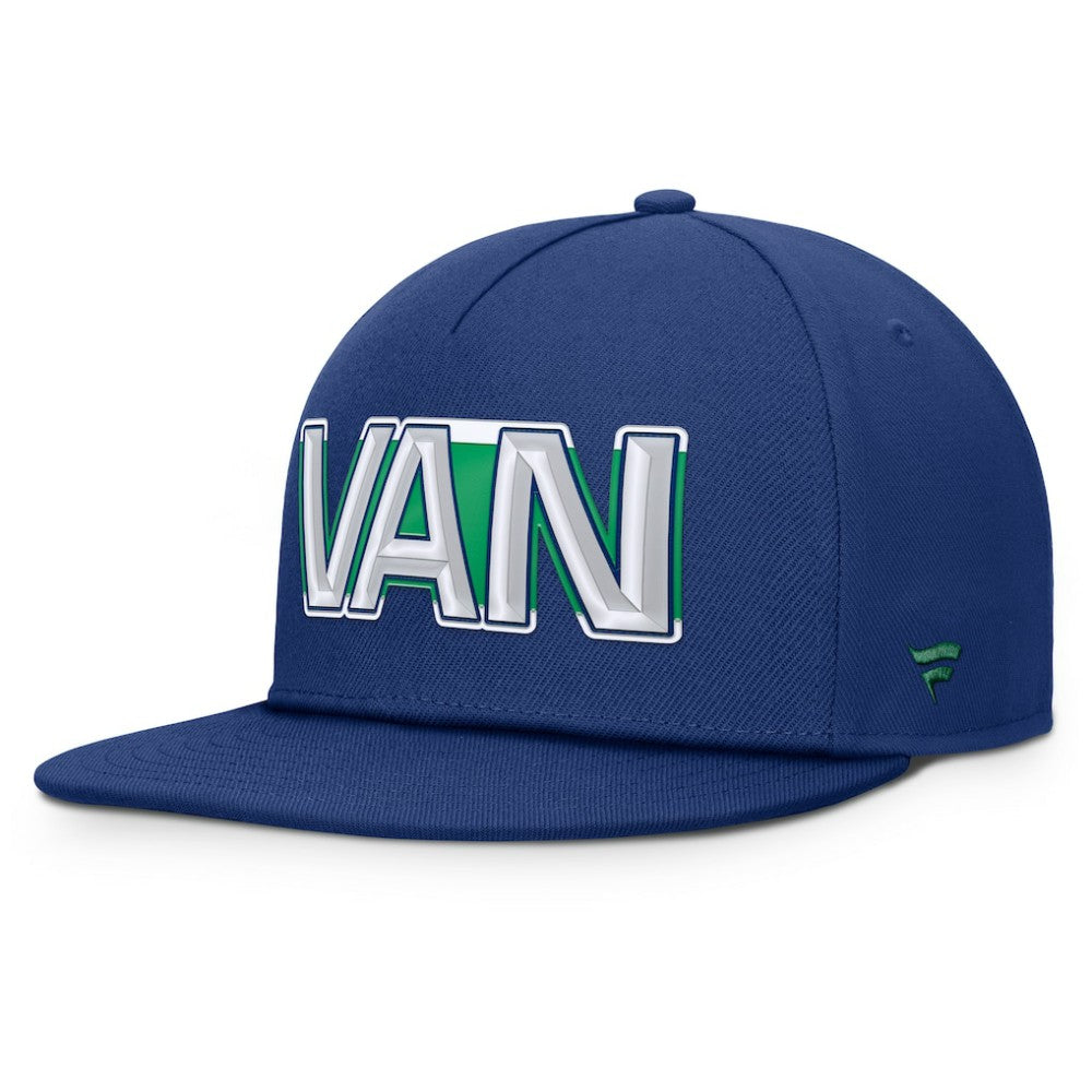 Vancouver Canucks - Fanatics Authentic Pro Rink Team Code Snapback Hat Blue