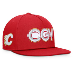 Calgary Flames - Fanatics Authentic Pro Rink Team Code Snapback Hat Red
