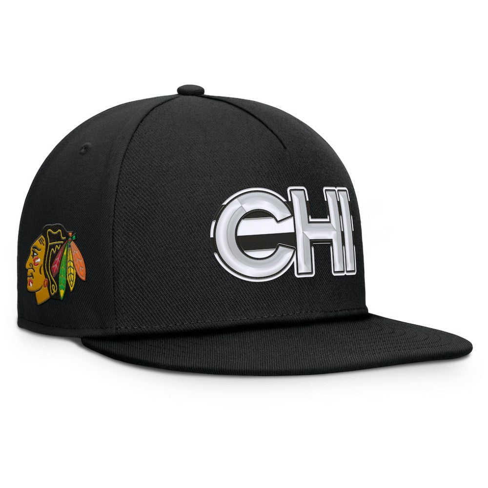 Chicago Blackhawks Fanatics Authentic Pro Rink Team Code Snapback Hat Black