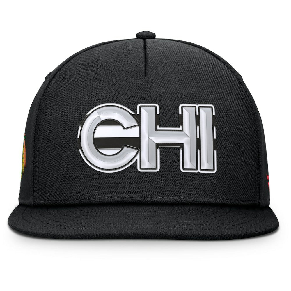 Chicago Blackhawks Fanatics Authentic Pro Rink Team Code Snapback Hat Black
