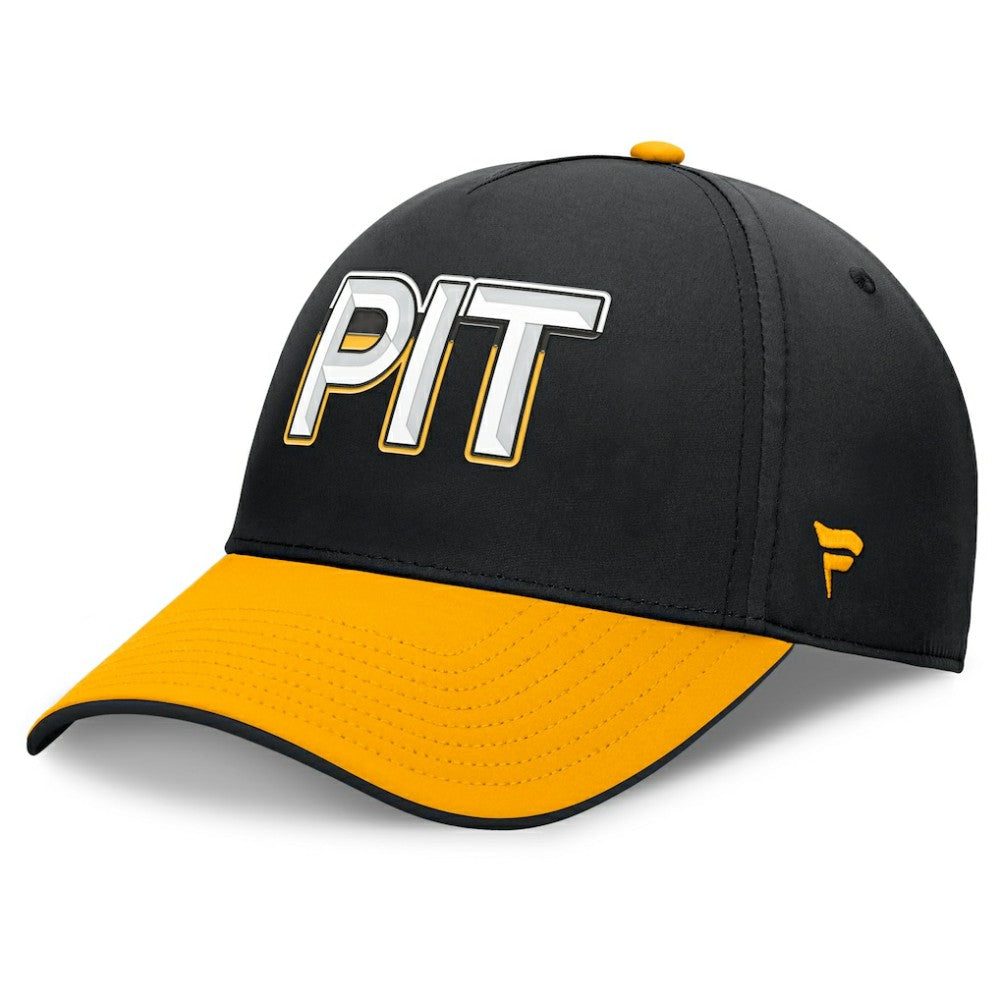 Pittsburgh Penguins Fanatics Authentic Pro Rink Team Code Flex Hat Black/Gold
