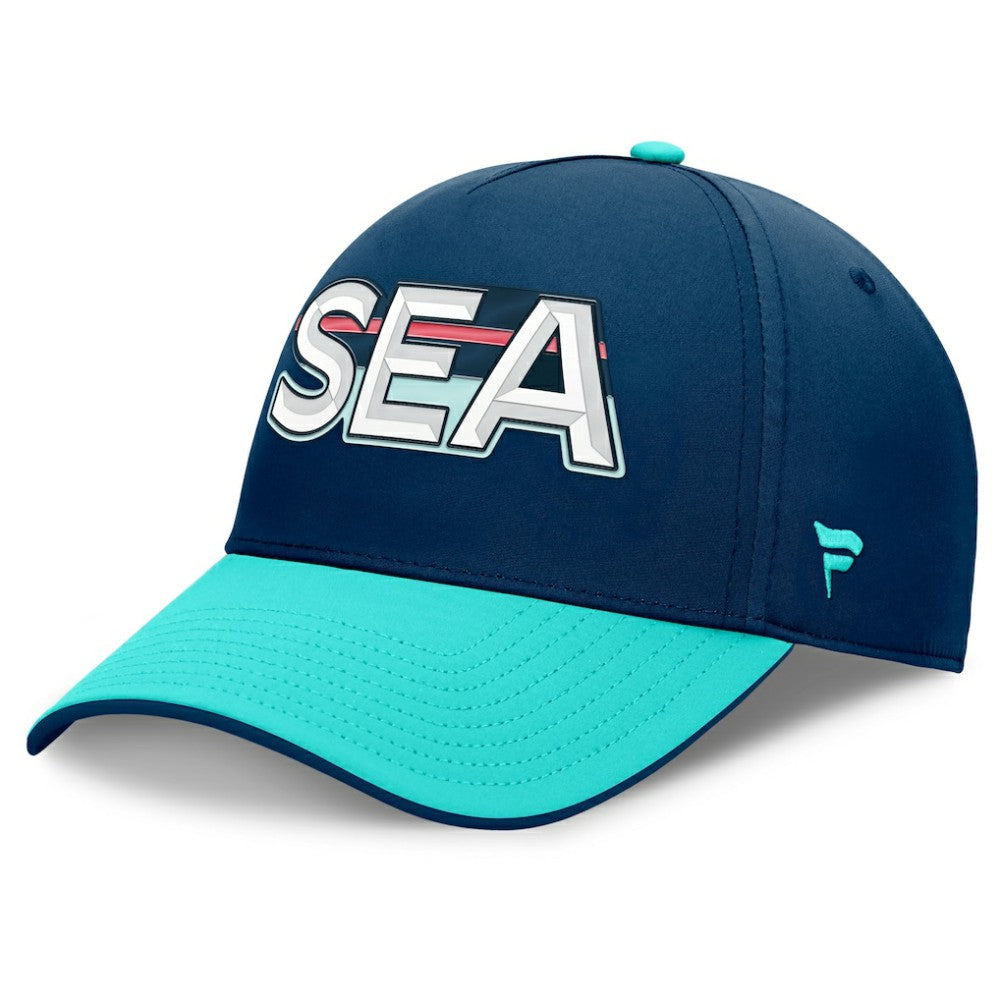 Seattle Kraken Fanatics Authentic Pro Rink Team Code Flex Hat Deep Sea Blue/Light Blue