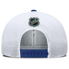Vancouver Canucks - Fanatics Authentic Pro Rink Lockup Adjustable Trucker Hat Blue/White