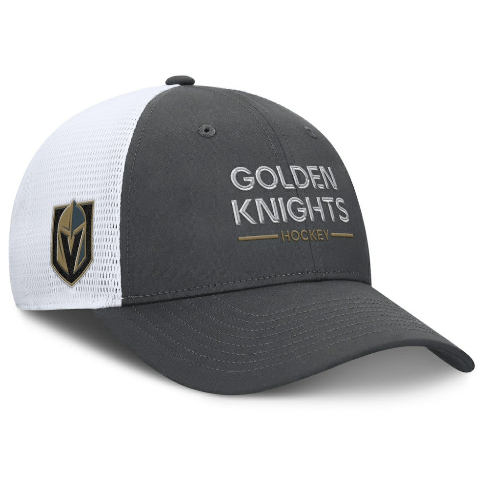 Vegas Golden Knights Fanatics Authentic Pro Rink Lockup Adjustable Trucker Hat Gray/White