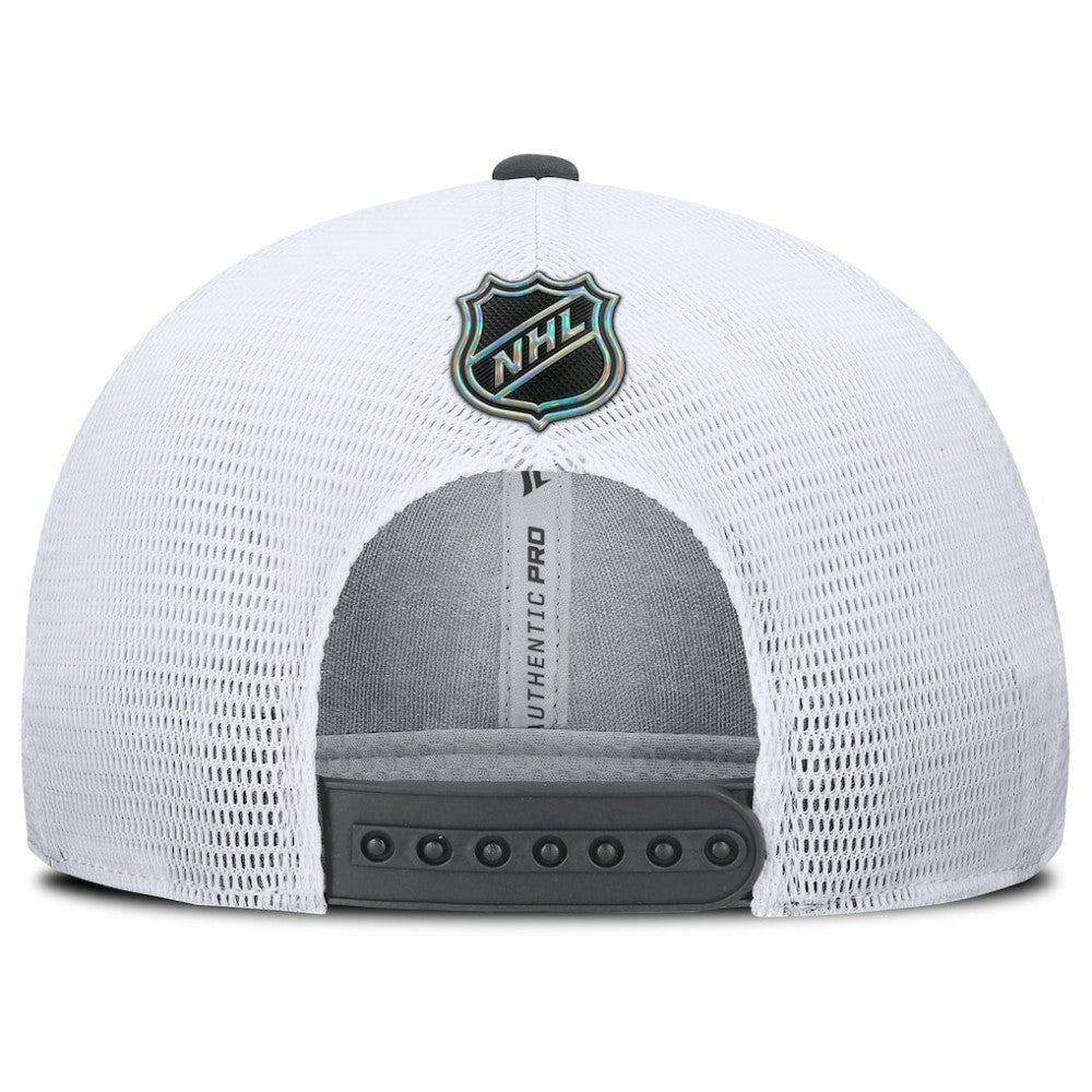 Vegas Golden Knights Fanatics Authentic Pro Rink Lockup Adjustable Trucker Hat Gray/White