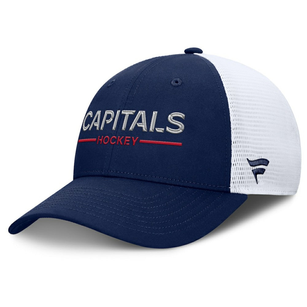 Washington Capitals Fanatics Authentic Pro Rink Lockup Adjustable Trucker Hat Navy/White