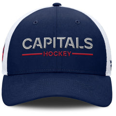 Washington Capitals Fanatics Authentic Pro Rink Lockup Adjustable Trucker Hat Navy/White
