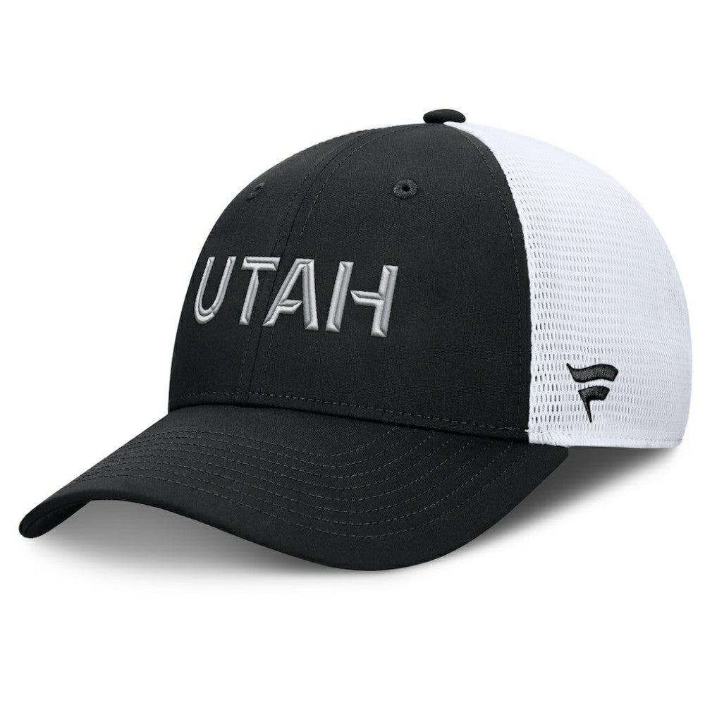 Utah Mammoth - Fanatics Authentic Pro Rink Lockup Adjustable Trucker Hat Black/White