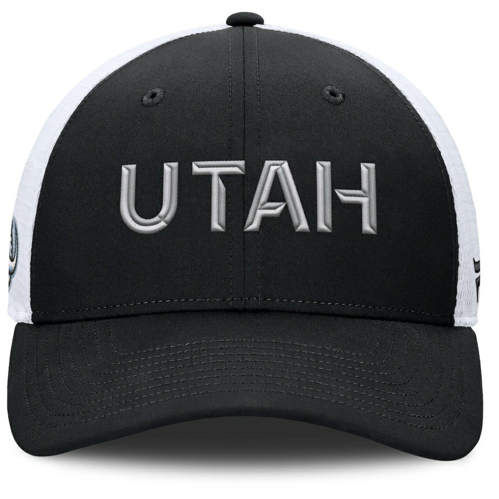 Utah Mammoth - Fanatics Authentic Pro Rink Lockup Adjustable Trucker Hat Black/White