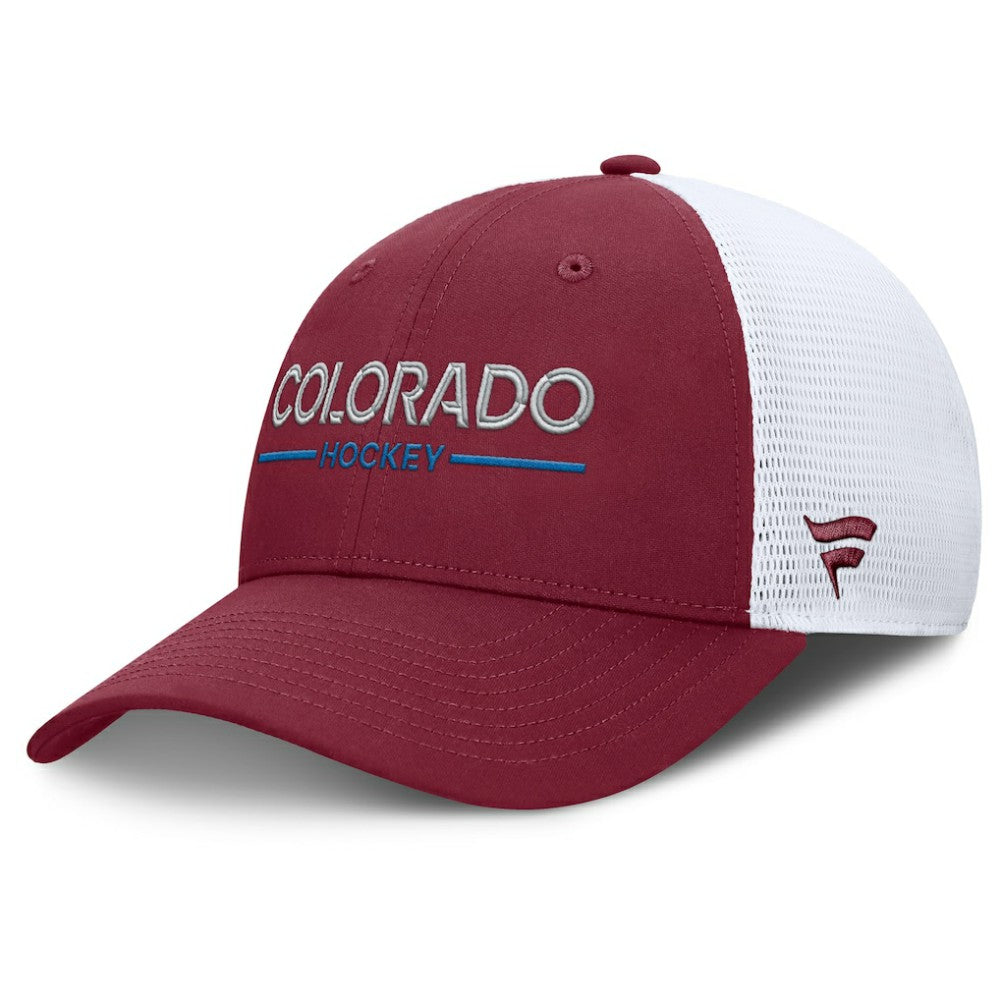 Colorado Avalanche - Fanatics Authentic Pro Rink Lockup Adjustable Trucker Hat Burgundy/White