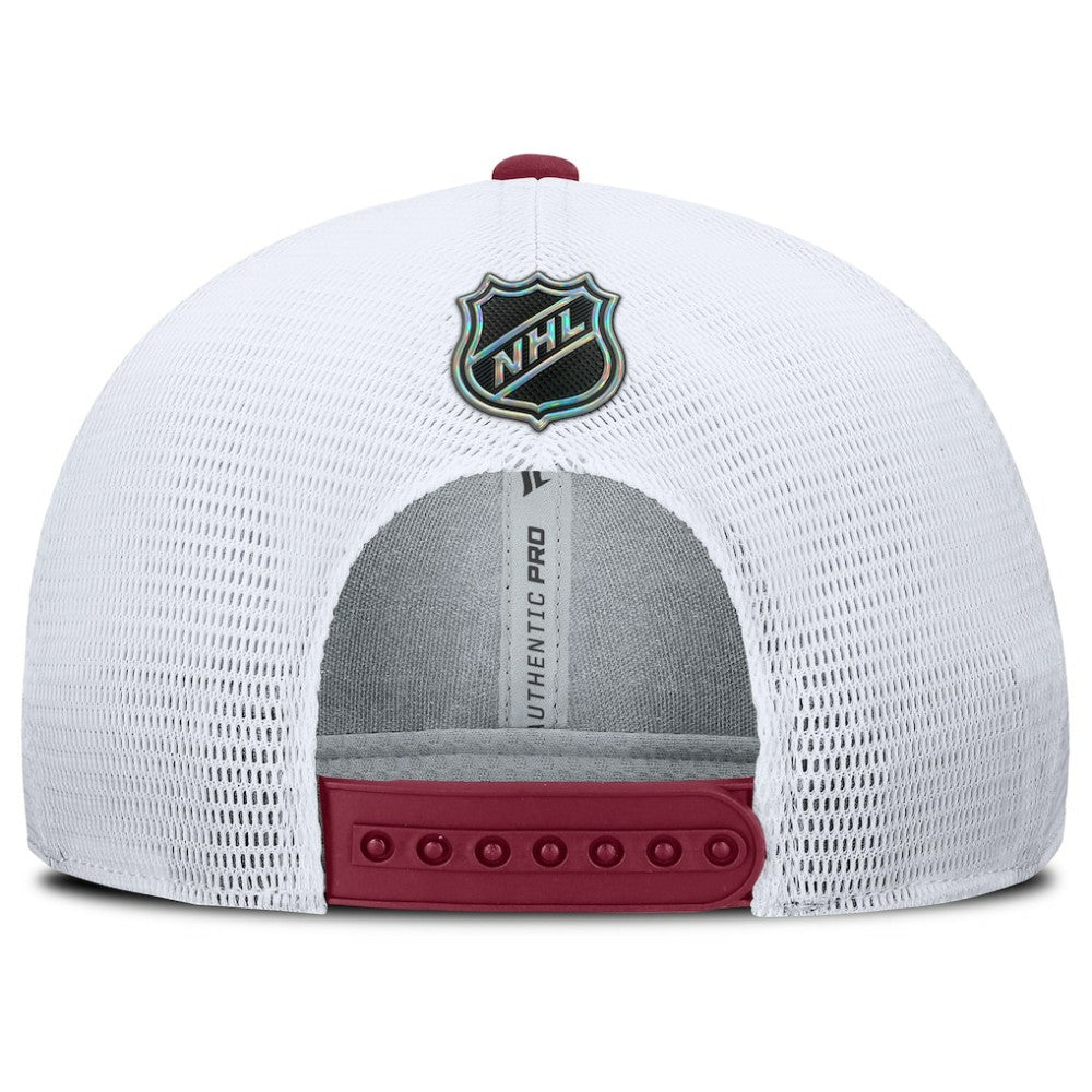 Colorado Avalanche - Fanatics Authentic Pro Rink Lockup Adjustable Trucker Hat Burgundy/White