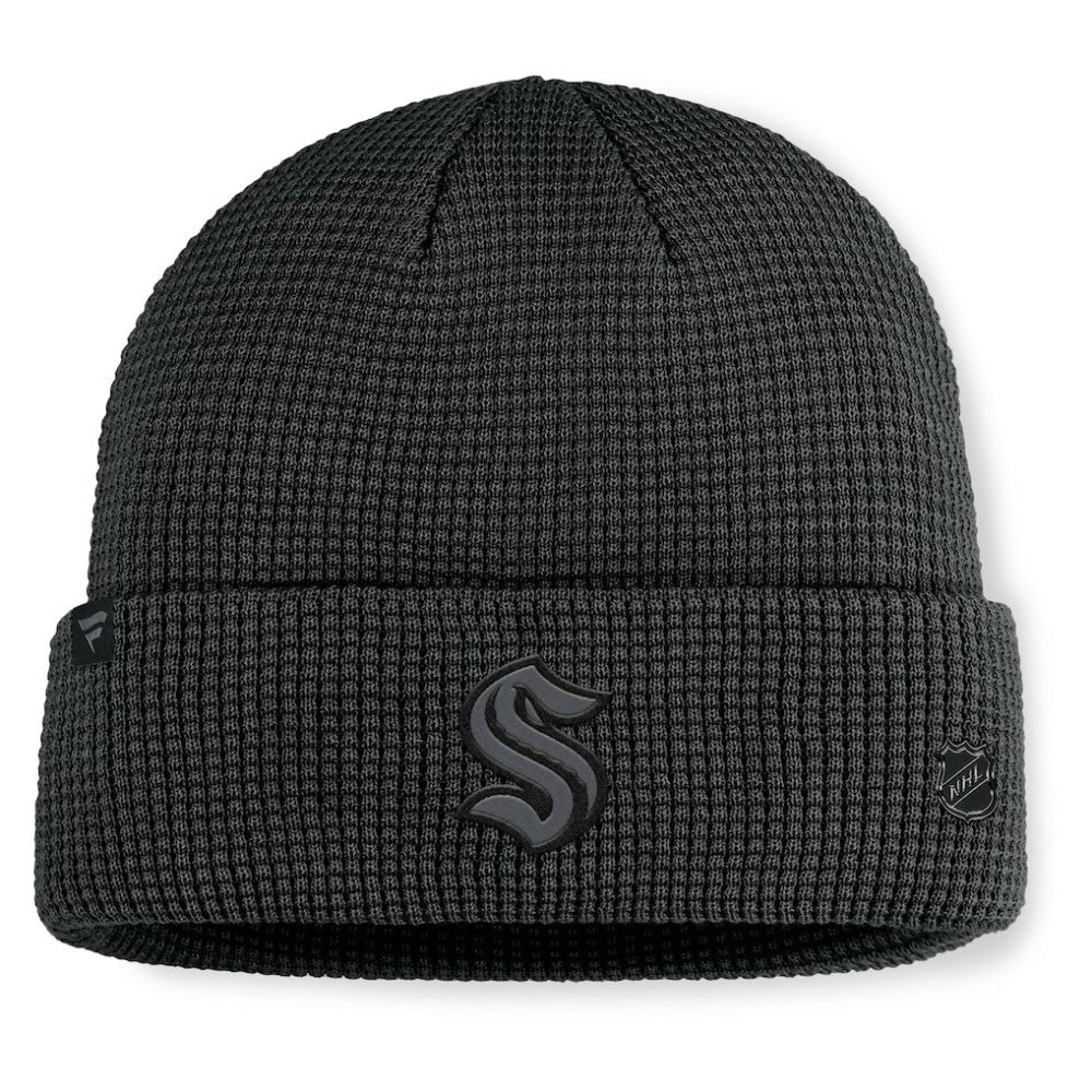 Seattle Kraken Fanatics Authentic Pro Road Cuffed Knit Hat Black