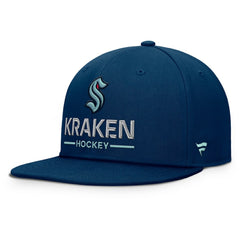 Seattle Kraken Fanatics Authentic Pro Rink Lockup Snapback Hat Deep Sea Blue
