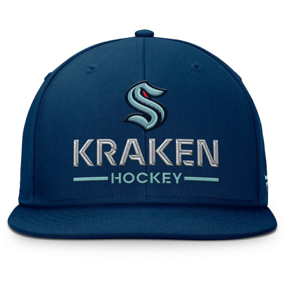 Seattle Kraken Fanatics Authentic Pro Rink Lockup Snapback Hat Deep Sea Blue