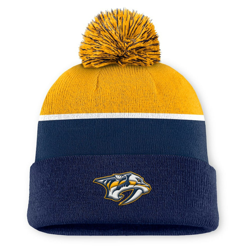 Nashville Predators - Fanatics Authentic Pro Rink Cuffed Knit Hat with Pom Navy