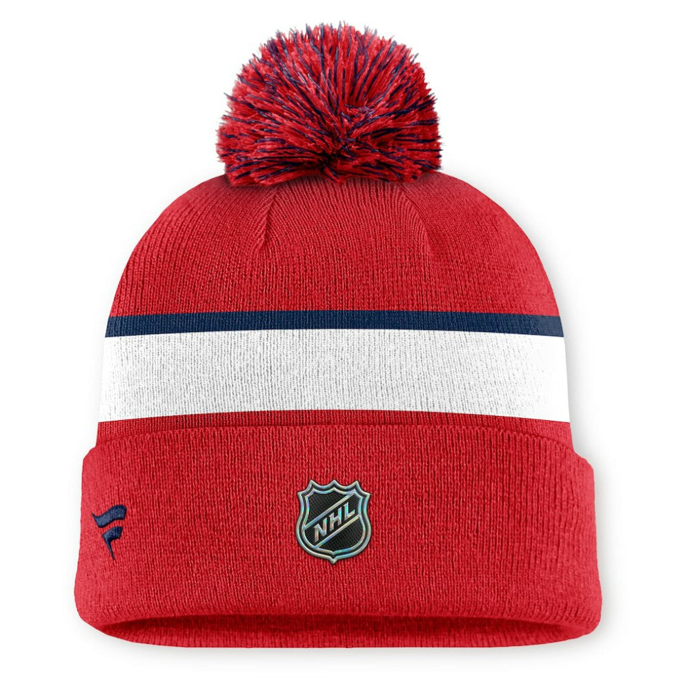 Washington Capitals Fanatics Authentic Pro Rink Cuffed Knit Hat with Pom Red