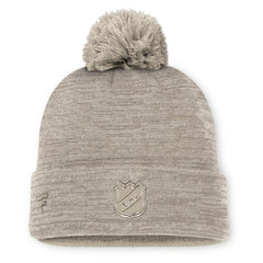 Pittsburgh Penguins Fanatics Authentic Pro Road Cuffed Knit Hat with Pom Tan