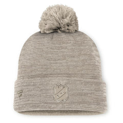 Vegas Golden Knights Fanatics Authentic Pro Road Cuffed Knit Hat with Pom Tan