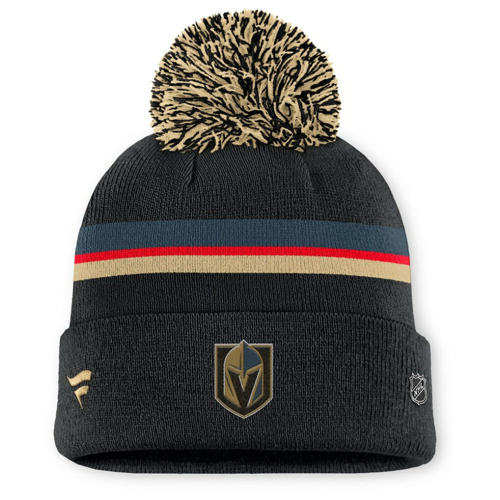 Vegas Golden Knights Fanatics Women's Authentic Pro Rink Cuffed Knit Hat with Pom Black