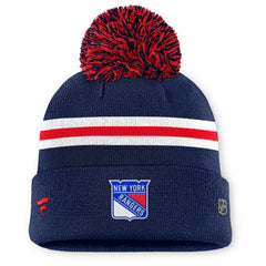 New York Rangers Fanatics Women's Authentic Pro Rink Cuffed Knit Hat with Pom Navy
