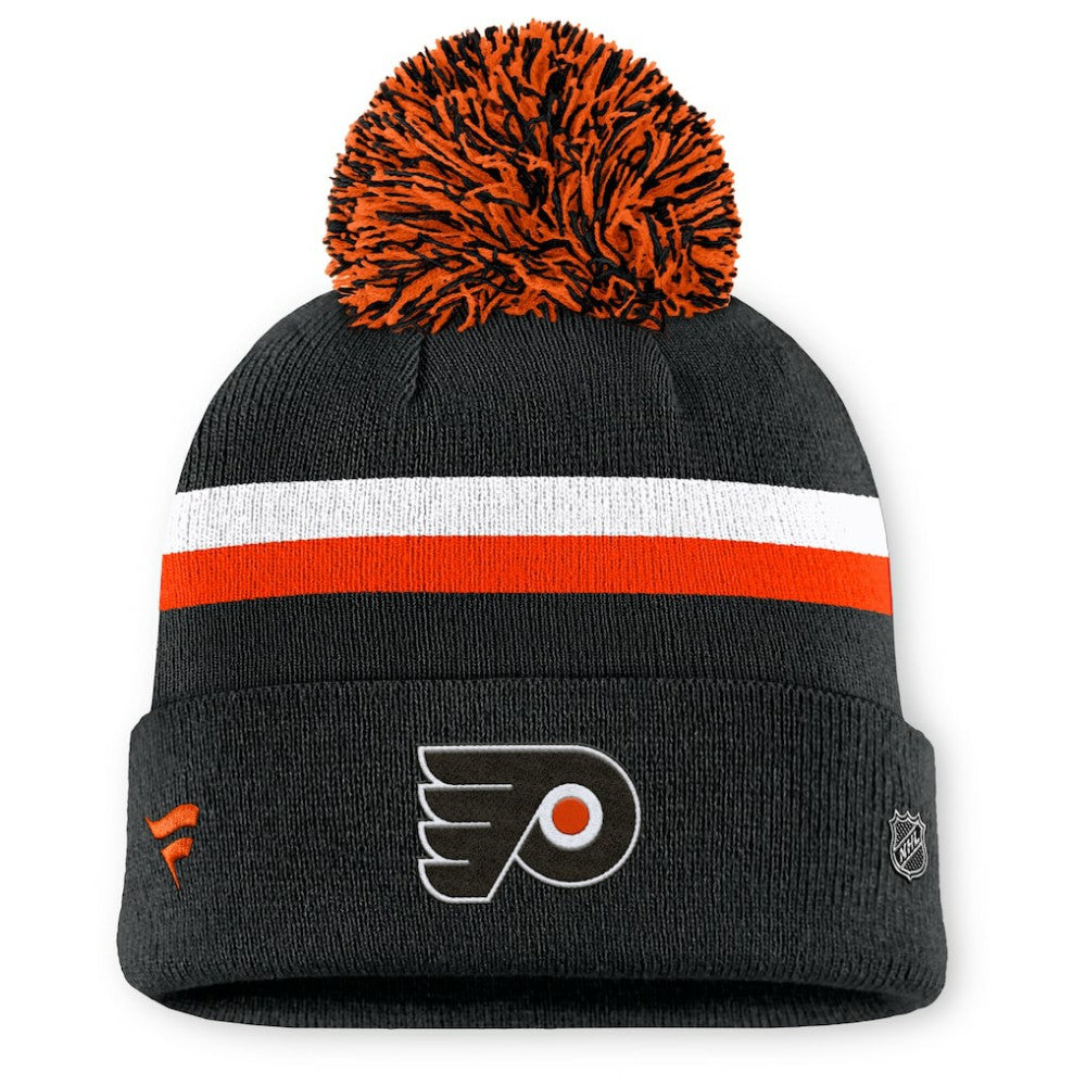Philadelphia Flyers - Fanatics Women's Authentic Pro Rink Cuffed Knit Hat with Pom Black