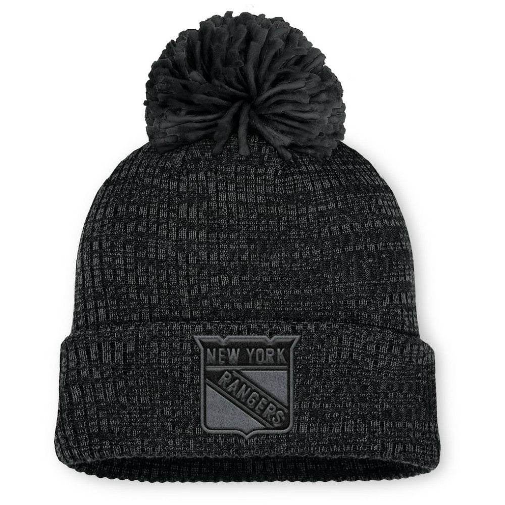 New York Rangers Fanatics Women's Authentic Pro Road Cuffed Knit Hat with Pom Black