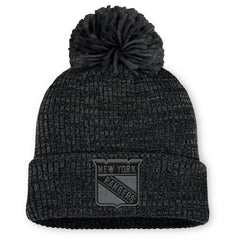 New York Rangers Fanatics Women's Authentic Pro Road Cuffed Knit Hat with Pom Black