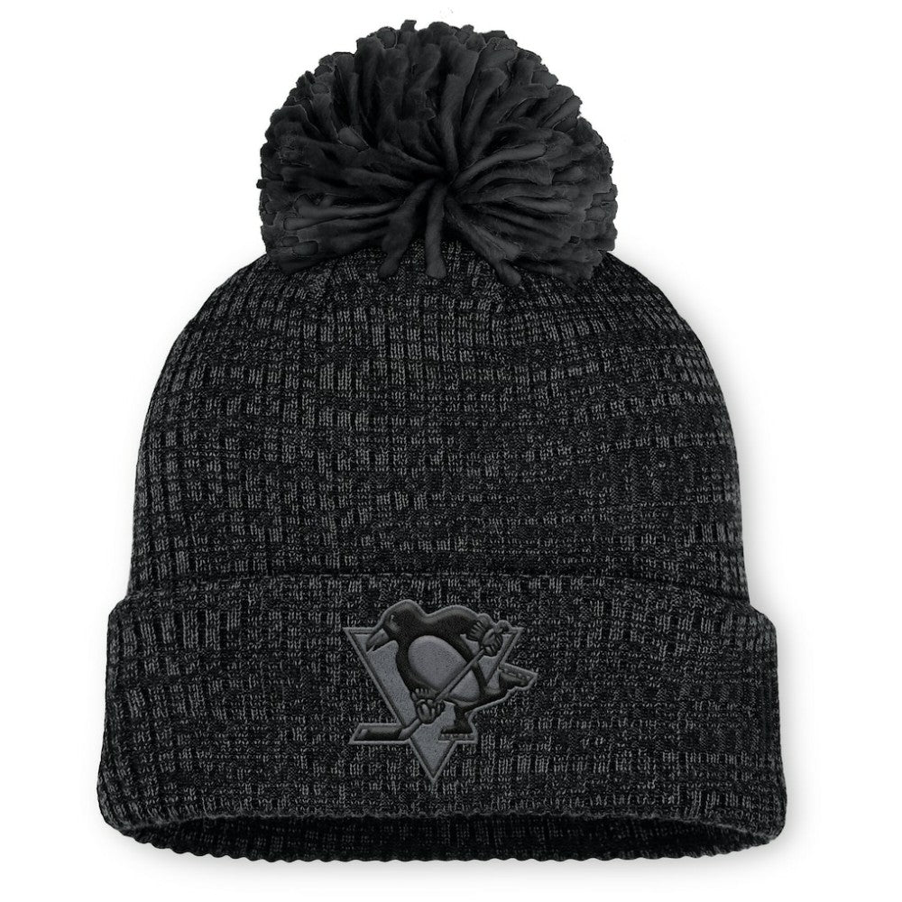 Pittsburgh Penguins Fanatics Women's Authentic Pro Road Cuffed Knit Hat with Pom Black