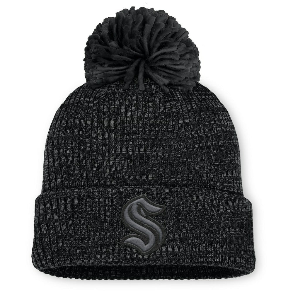 Seattle Kraken Fanatics Women's Authentic Pro Road Cuffed Knit Hat with Pom Black