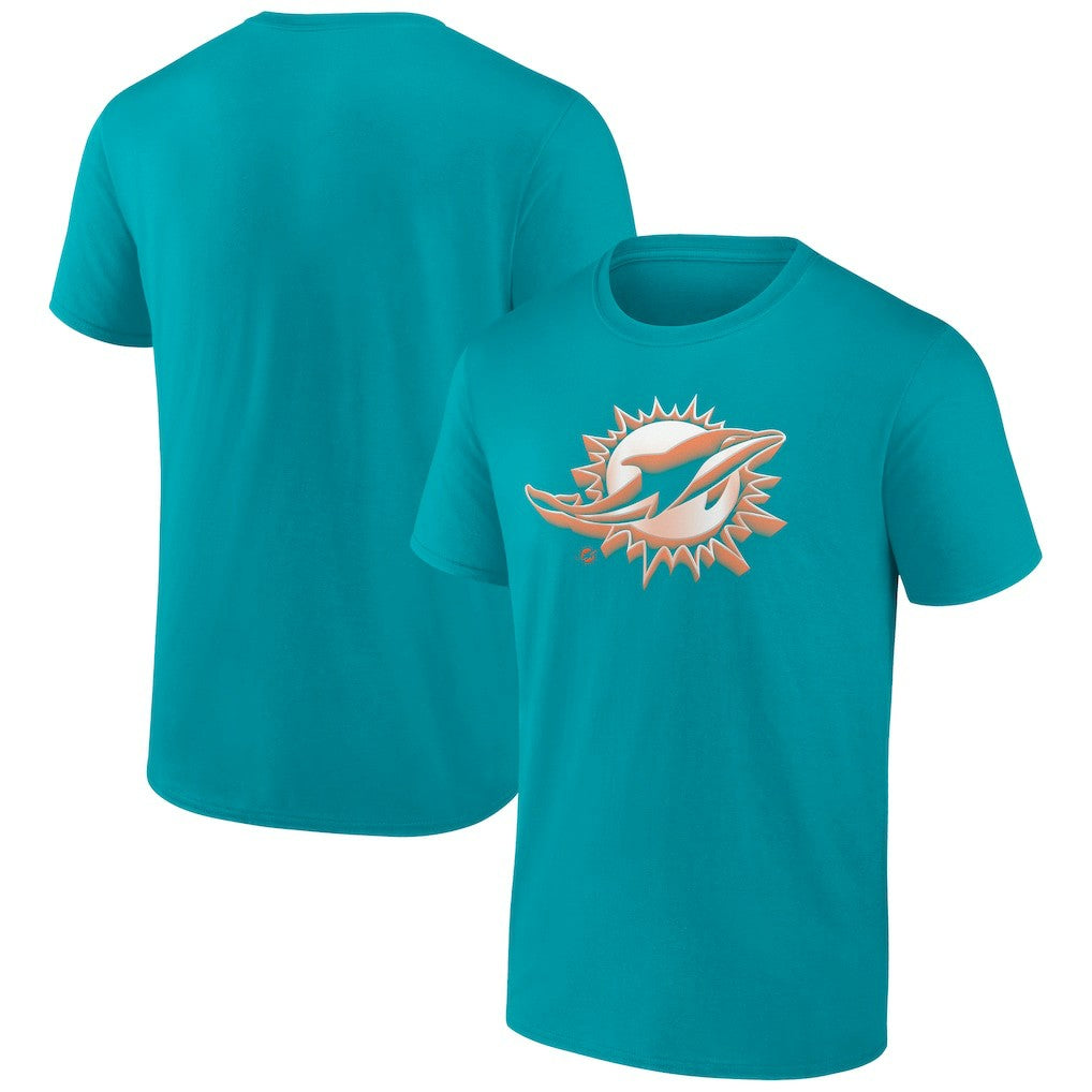 Miami Dolphins Chrome Dimension T-Shirt Aqua - NFL