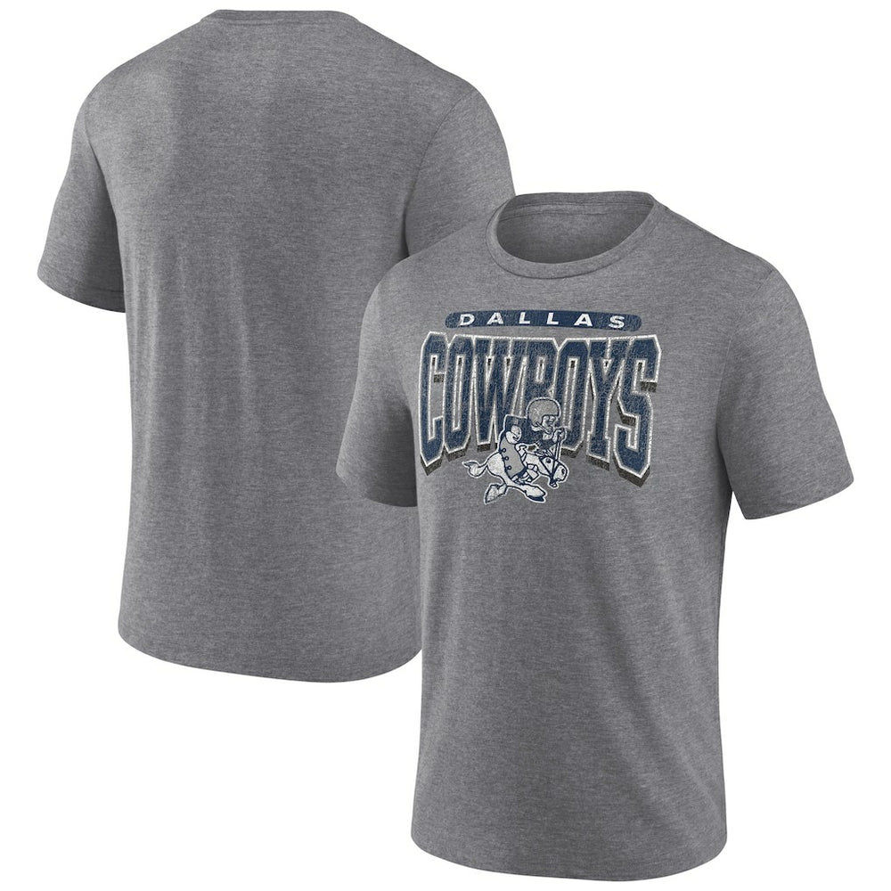 Dallas Cowboys Warped Block Tri-Blend T-Shirt Heather Gray - NFL