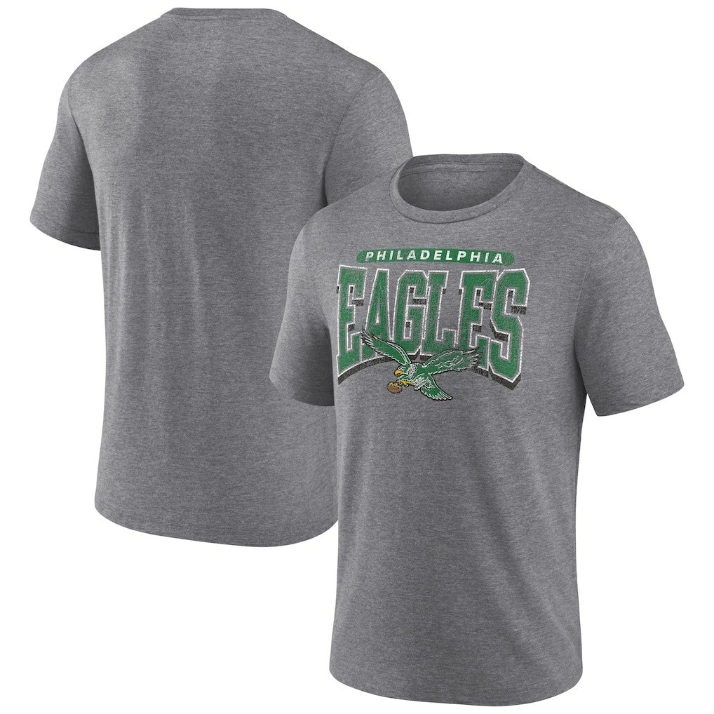 Philadelphia Eagles Warped Block Tri-Blend T-Shirt Heather Gray - NFL