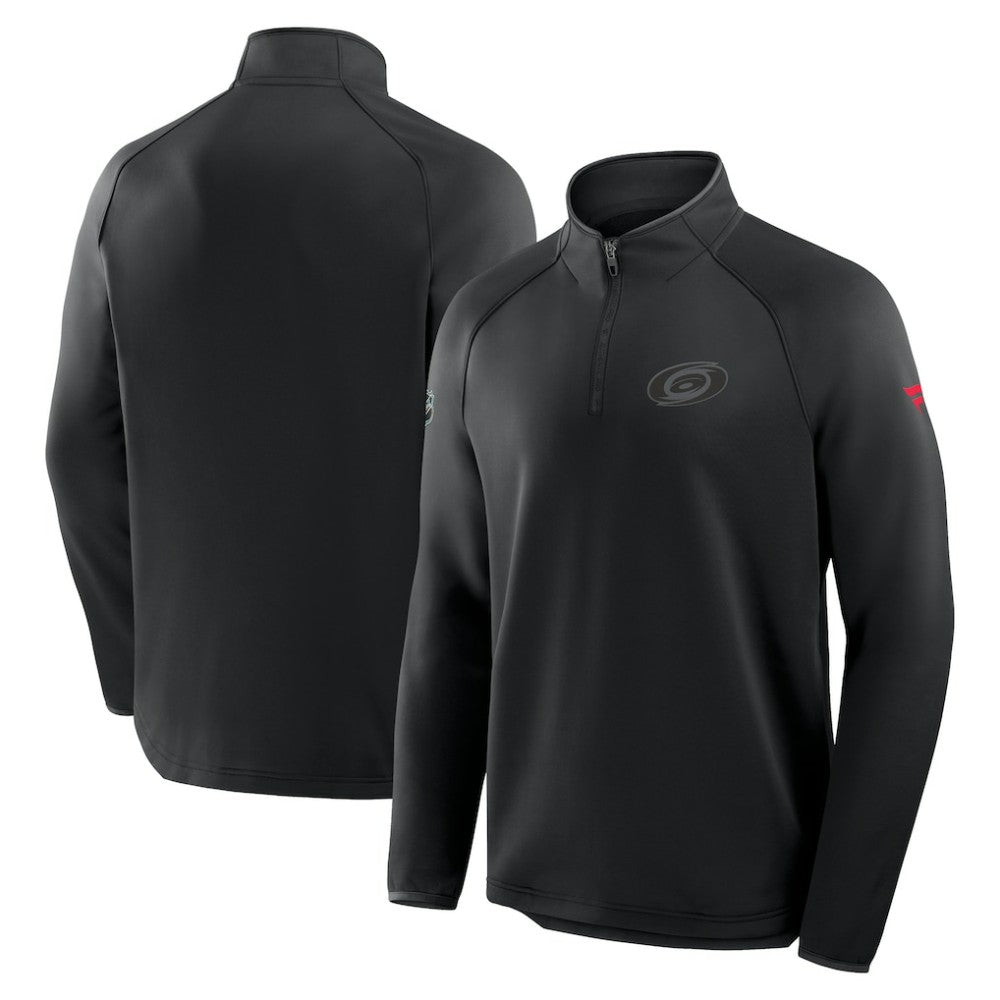 Carolina Hurricanes - Fanatics Authentic Pro Tonal Rink Raglan Quarter-Zip Pullover Black
