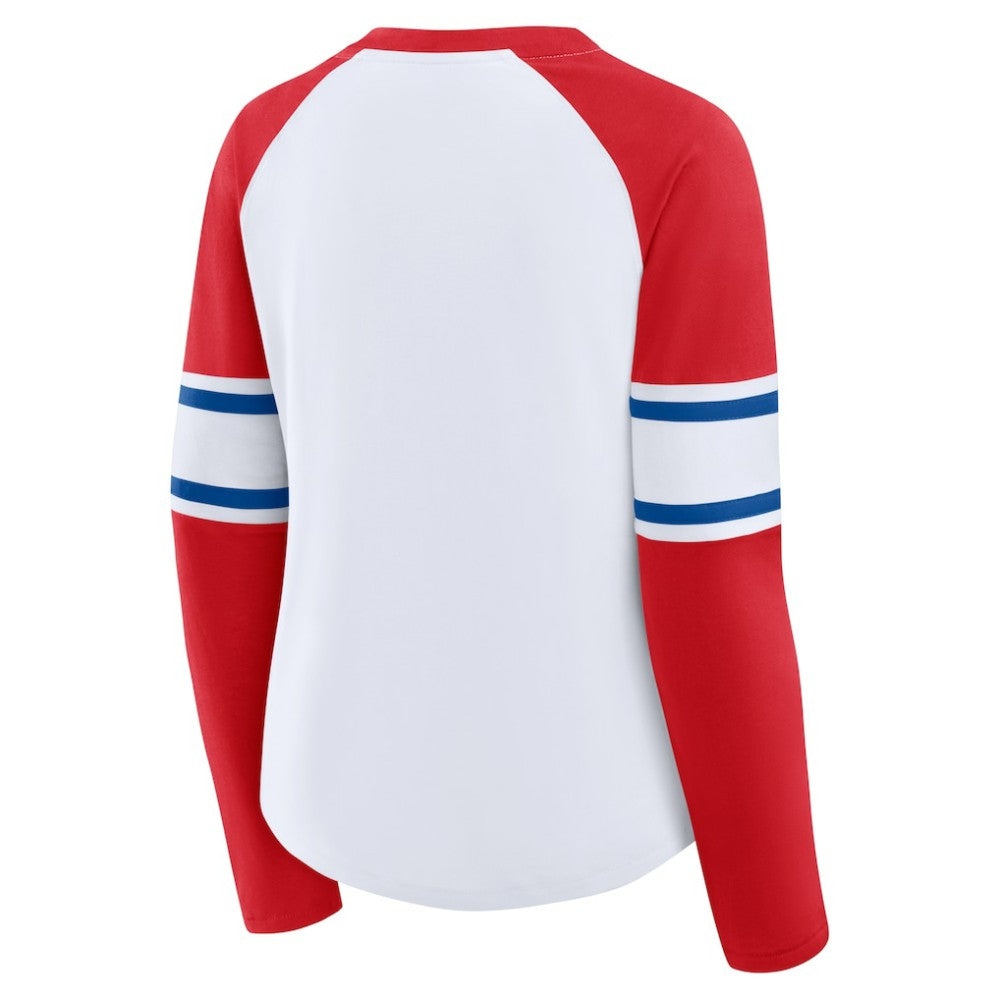 Philadelphia Phillies Fanatics Women's Blitz Package Raglan Lace-Up V-Neck Long Sleeve T-Shirt Sale