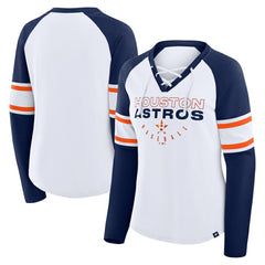 Houston Astros Fanatics Women's Blitz Package Raglan Lace-Up V-Neck Long Sleeve T-Shirt On Sale