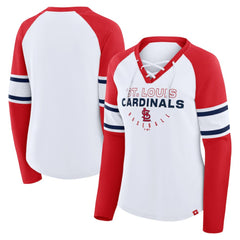 St. Louis Cardinals Fanatics Women's Blitz Package Raglan Lace-Up V-Neck Long Sleeve T-Shirt Online