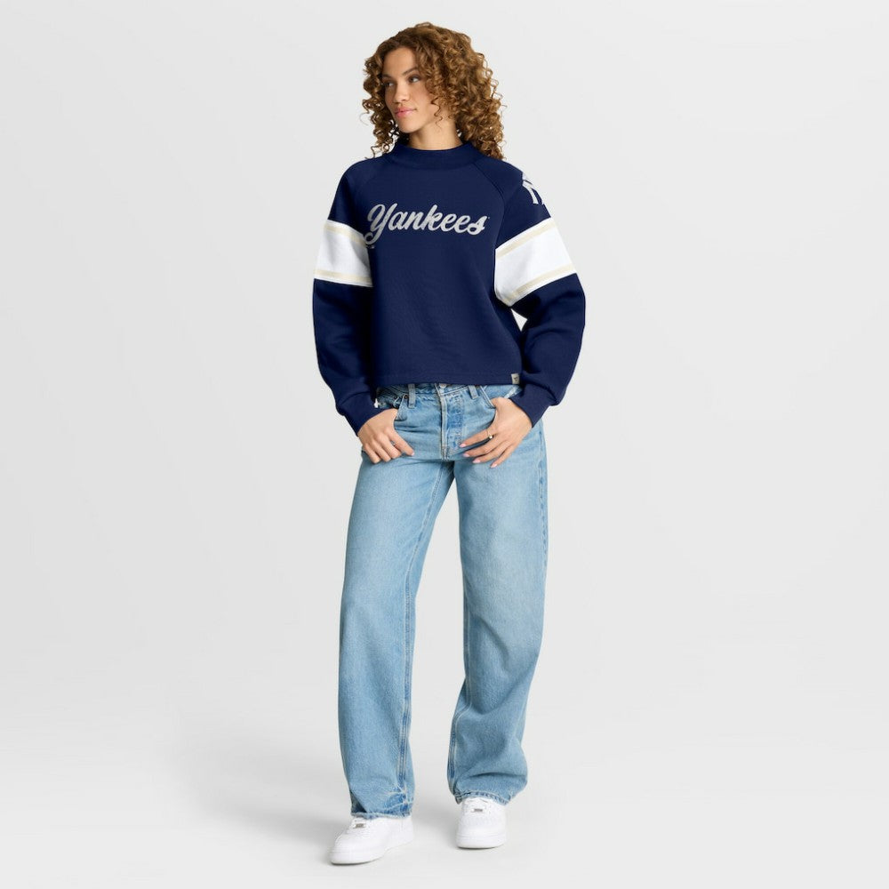 New York Yankees Fanatics Women's Oversized Toss Sweep Raglan Pullover Sweatshirt discount