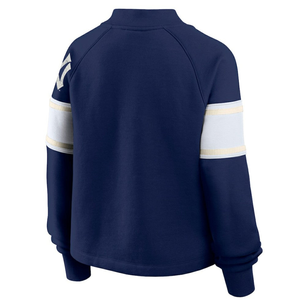 New York Yankees Fanatics Women's Oversized Toss Sweep Raglan Pullover Sweatshirt discount